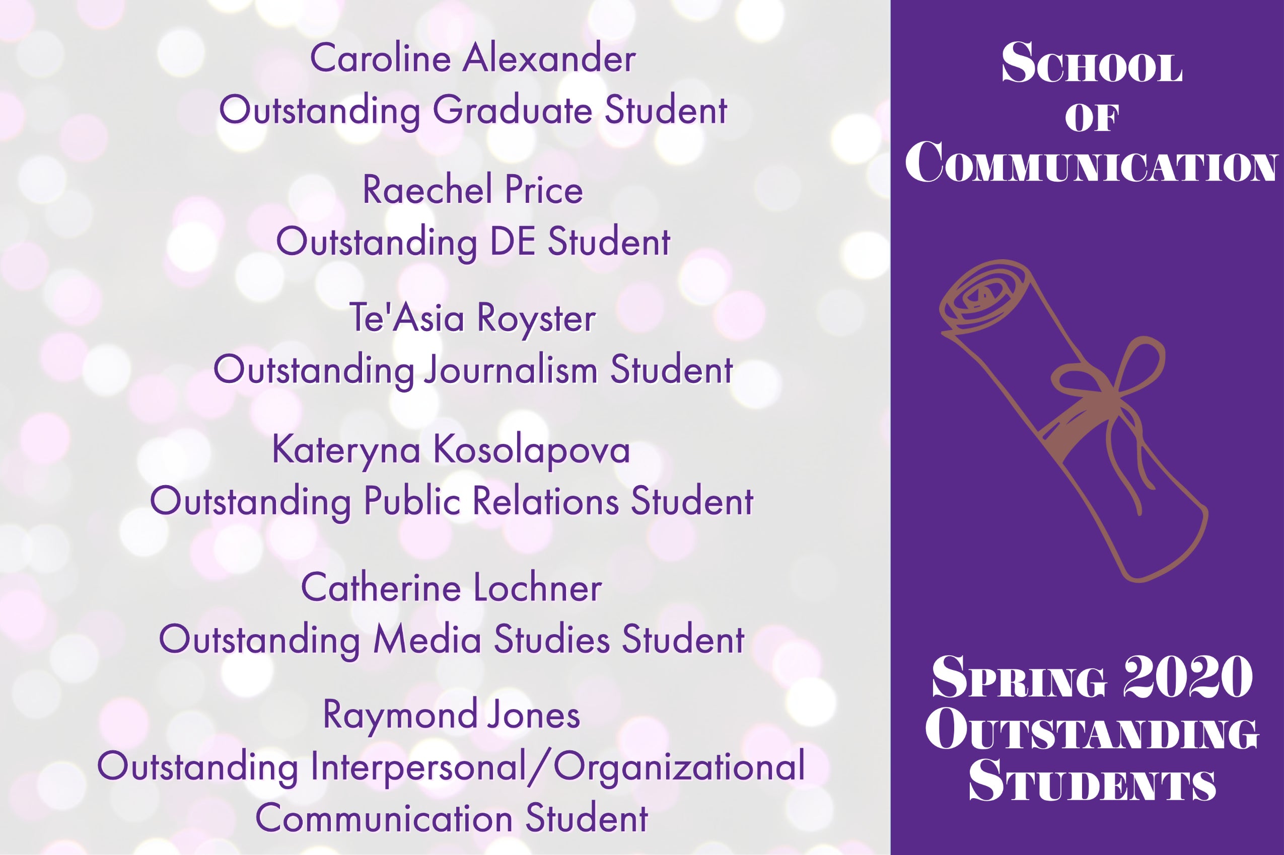 Spring 2020 Outstanding SOC Students