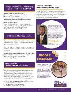 Image of 2 page newsletter from the School of Commmunication.